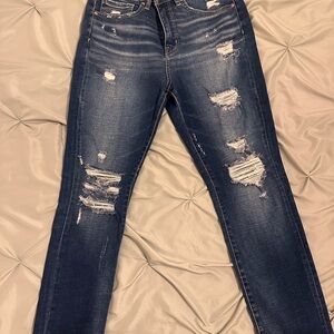 BKE Dark Blue Distressed Skinny Jeans
